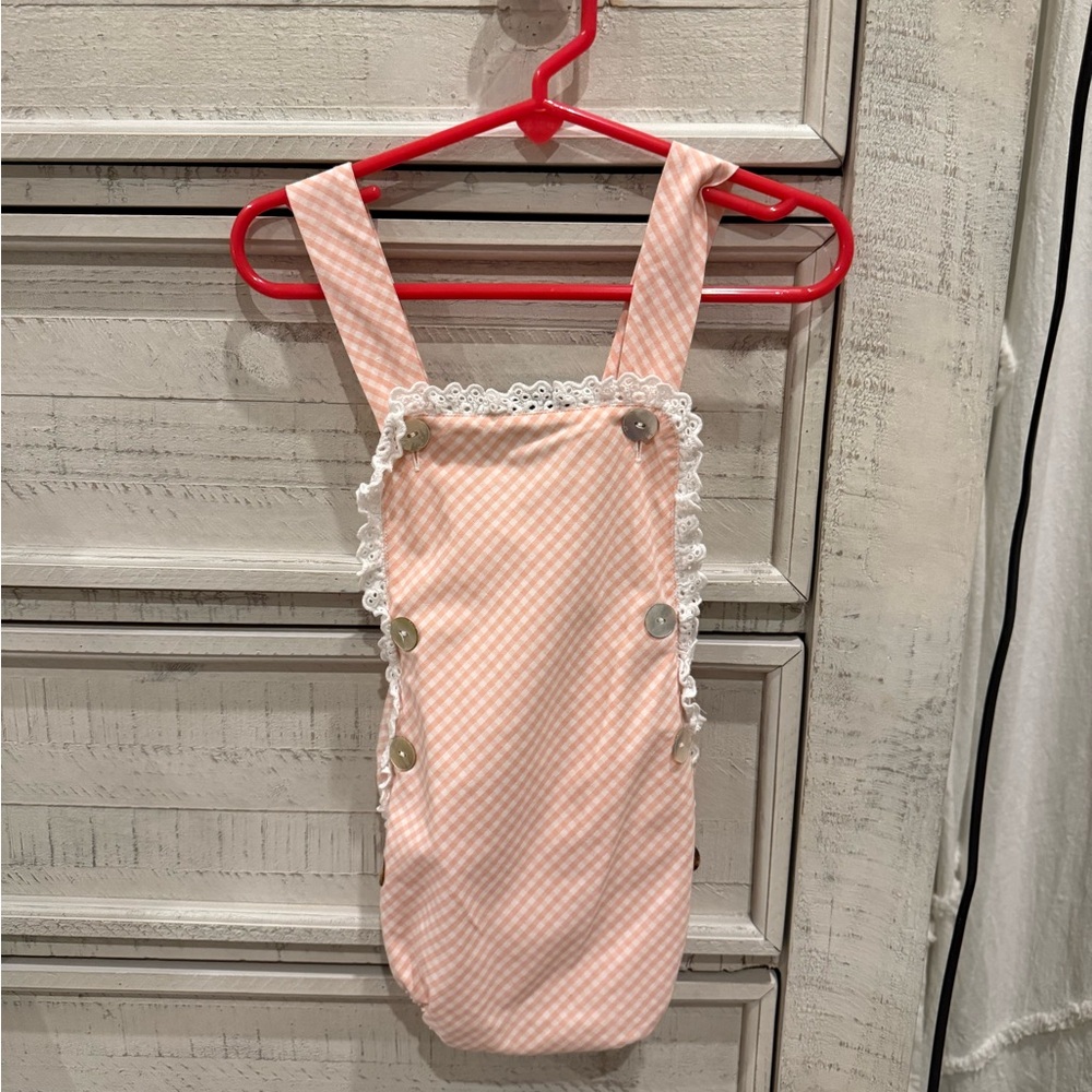 Shrimp & Grits Kids Pink Gingham sun suit